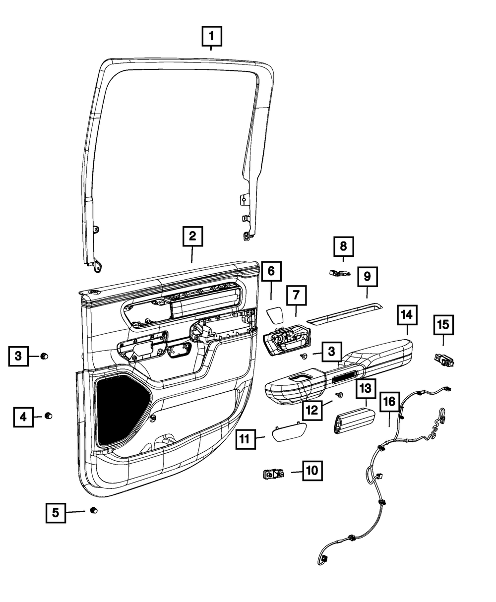 Rear Door Trim Panel, Right - Mopar (6SL721X9AA)