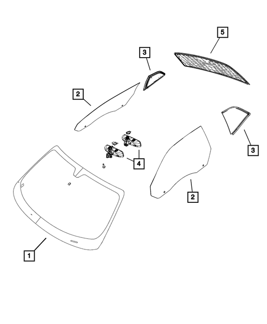 Quarter Window Glass, Right - Mopar (68234216AB)