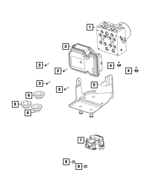 Anti-Lock Brake Control Unit, Hydraulic Assembly ABS - Mopar (68085397AB)