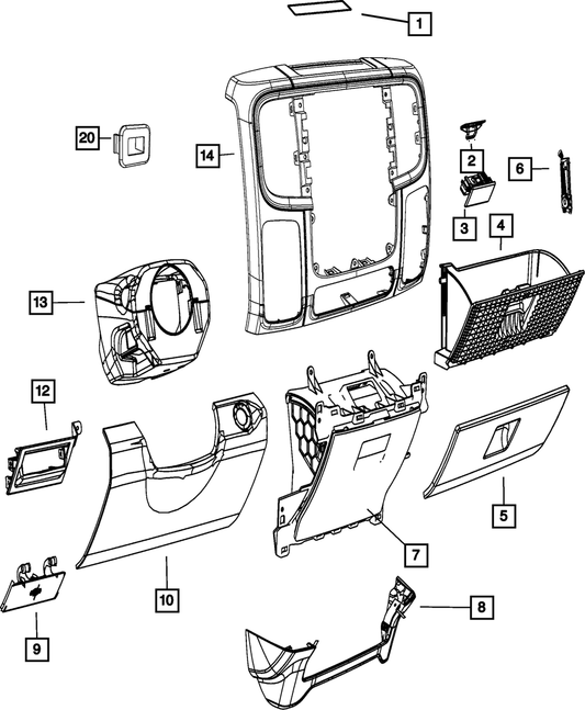 Air Conditioning & Heater Outlet, Center Right - Mopar (5MK68DX9AA)