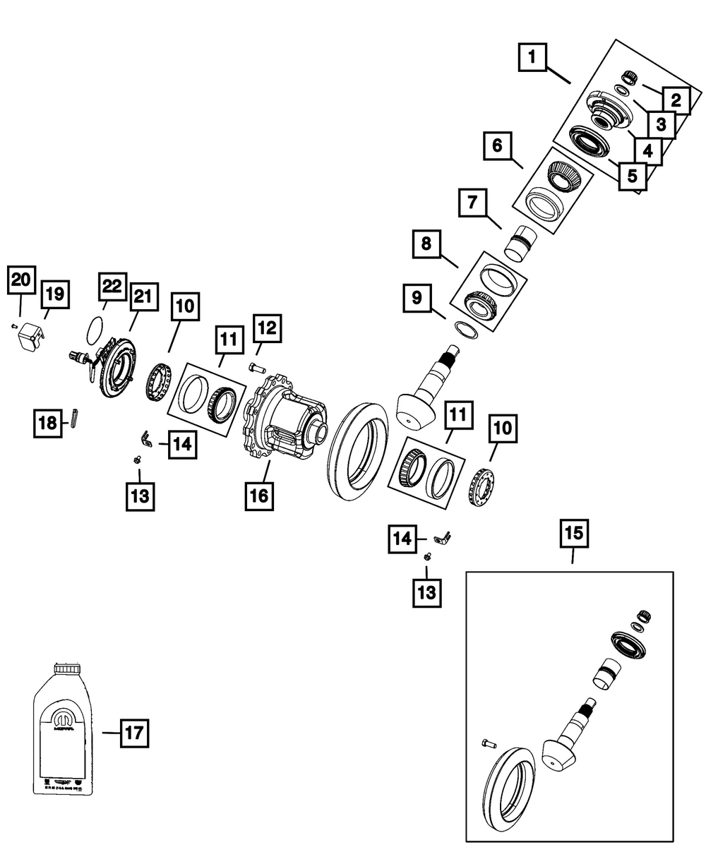 Drive Pinion Bearing Kit, Inner - Mopar (68454725AA)