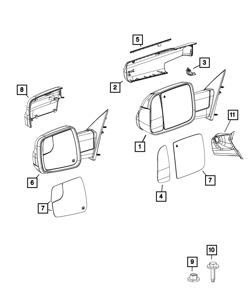 Spotter Mirror Replacement Glass, Left - Mopar (68460761AA)