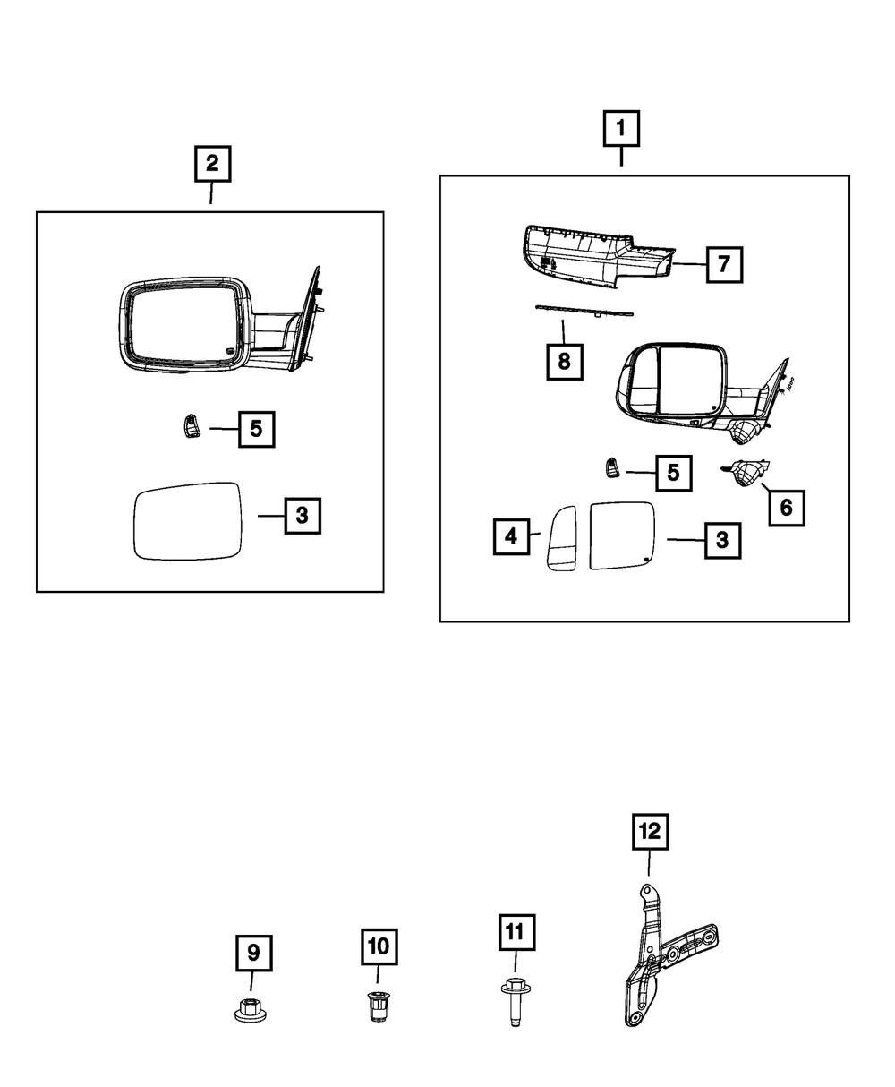Outside Rear-View Mirror, Right - Mopar (68361478AC)