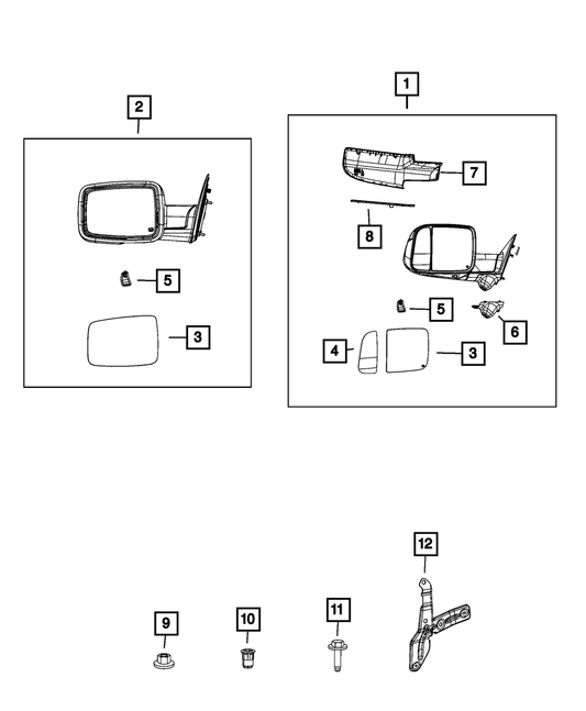 Outside Rear-View Mirror, Right - Mopar (68361478AC)